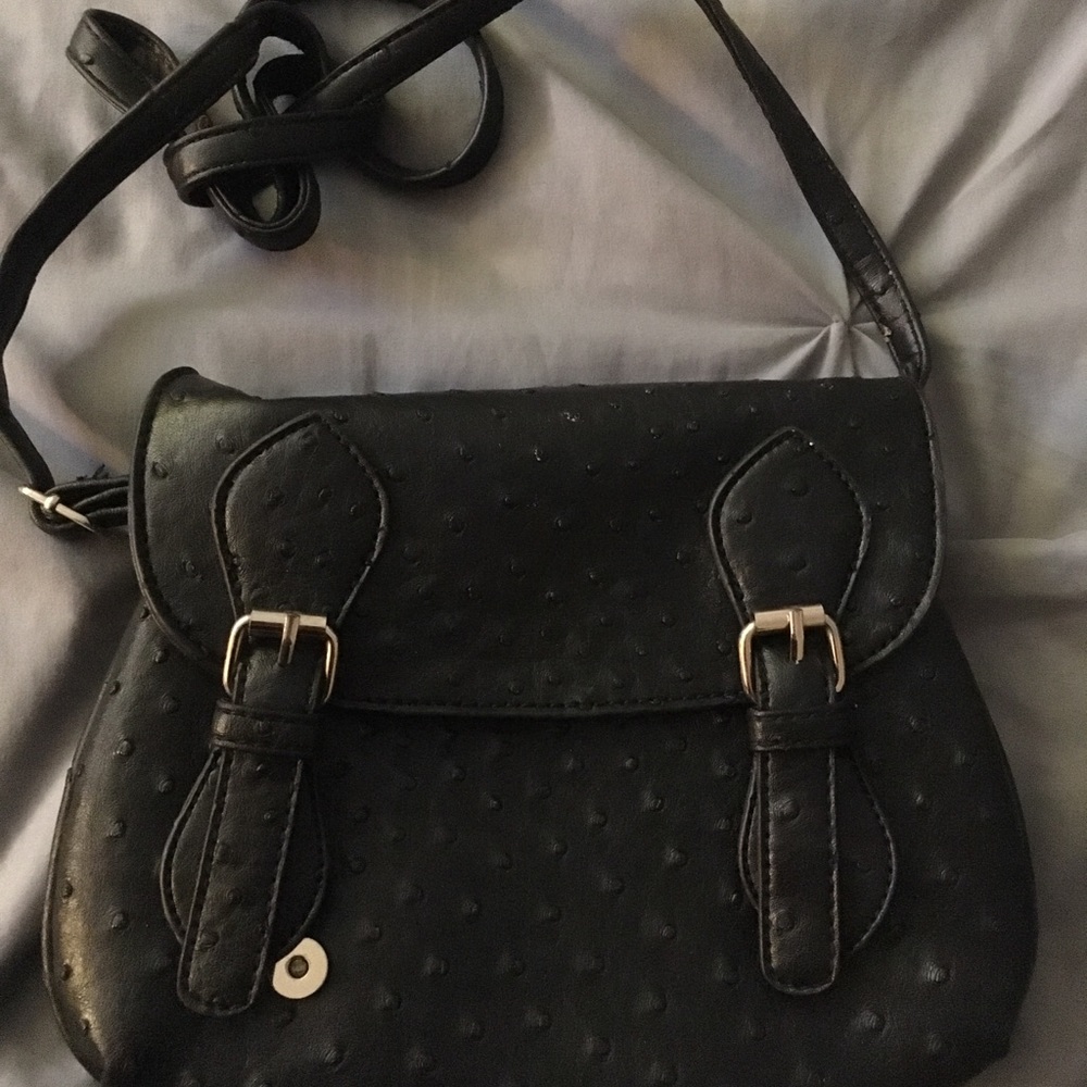 Small black saddle bag purse